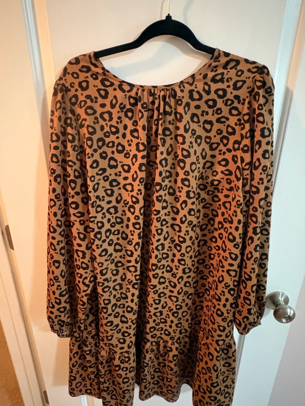 Ava & Viv Leopard Print Shift Dress in Brown and Black
